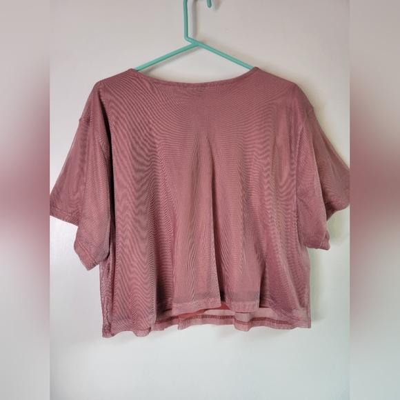 NWT Nike Air Logo Mesh Overlay Cropped Tee 3X Rust Pink - Picture 3 of 4